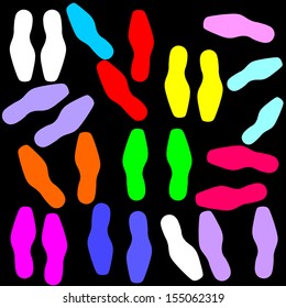 imprint soles shoes pattern vector, isolated on black background