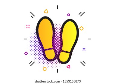 Imprint soles shoes sign icon. Halftone dots pattern. Shoe print symbol. Classic flat shoes icon. Vector