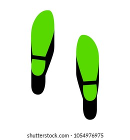 Imprint soles shoes sign. Vector. Green 3d icon with black side on white background. Isolated.