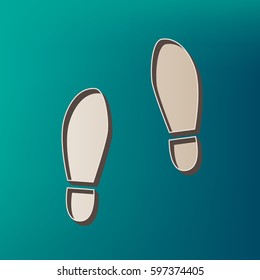 Imprint soles shoes sign. Vector. Icon printed at 3d on sea color background.