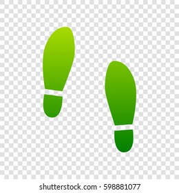 Imprint soles shoes sign. Vector. Green gradient icon on transparent background.