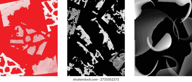 Imprimir conjunto de textura sucia. Colección de texturas. Patrón de superposición limpia de impresión de pantalla . Textura de puntos de semitono de Vector. Textura punteada fina.
