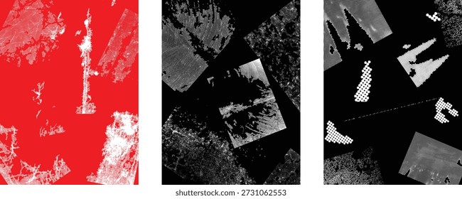 Imprimir conjunto de textura sucia. Colección de texturas. Patrón de superposición limpia de impresión de pantalla . Textura de puntos de semitono de Vector. Textura punteada fina.