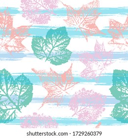 Imprints abstract leaves poinsettia mix repeat seamless pattern. Seamless pattern, colorful background. Original creative illustration.
