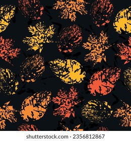 imprints abstract leaves poinsettia mix repeat seamless pattern. Stamp.  original creative illustration.