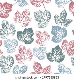 imprints autumn branch with leaves. crazy beautiful watercolor pattern of leaves. handmade painted. beautiful seamless texture background imprint.