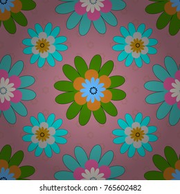 Imprints floral seamless pattern. Abstract vector digital stylized green, pink and blue picture. Mixed media artwork for textiles, fabrics, souvenirs, packaging and greeting cards.
