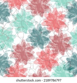imprints herbs, flowers and leaves. abstract watercolor and digital image. digital picture with watercolour texture. mixed media artwork.