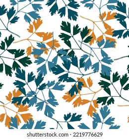imprints herbs, flowers and leaves. abstract watercolor and digital image. hand drawn boho spring seamless pattern. mixed media artwork.