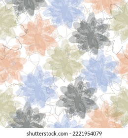 imprints herbs, flowers and leaves. abstract watercolour and digital image. mixed media artwork for textiles, fabrics, souvenirs, packaging and greeting cards.