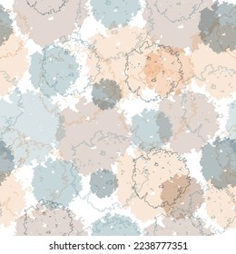 imprints herbs, flowers and leaves. abstract watercolor and digital image. Seamless pattern with leaves and doodle elements.