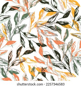imprints herbs, flowers and leaves. abstract watercolour and digital image. mixed media artwork, endless motif for textile decor and design
