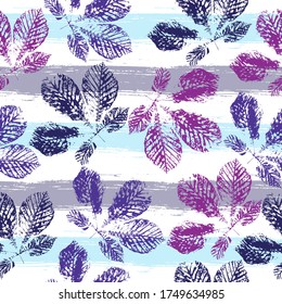 imprints herbs, flowers and leaves. cute pattern of beautiful prints of leaves painted watercolor by hand. boho chic, mixed media. abstract watercolor and digital image. 