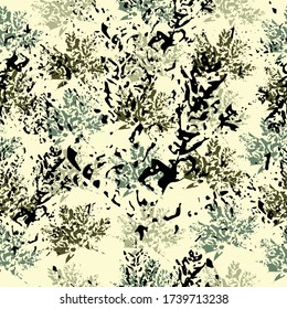 Imprints herbs, flowers and leaves. handmade painted. Beautiful seamless texture background imprint.