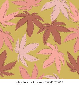 imprints leaves mix repeat seamless pattern. mixed media artwork for textiles, fabrics, souvenirs, packaging and greeting cards