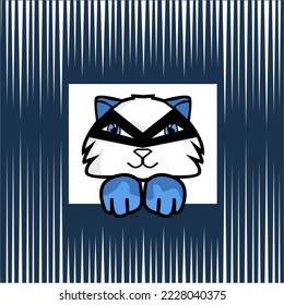 imprisoned cat illustration. Vector illustration. Graphic print for T-shirts.