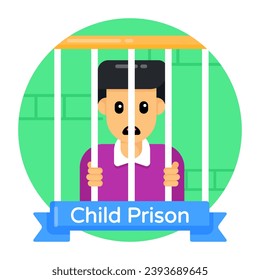 Un niño en prisión, un niño en prisión, un ícono redondo