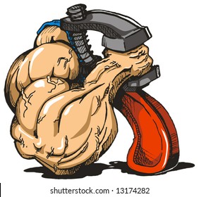 Imprisoned hand in a tool in arm-wrestling.