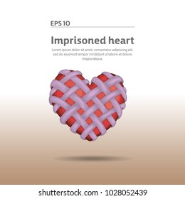 Imprisoned heart full of love.