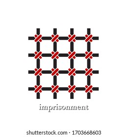 Imprisonment prison icon. Vector illustration of the concept of the conclusion symbol design with the inscription.