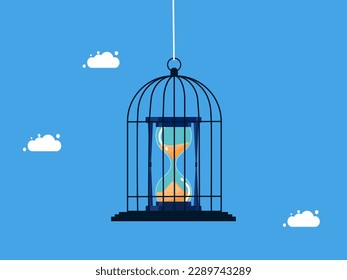 imprisonment or time control Lock your watch in the birdcage. concept of business