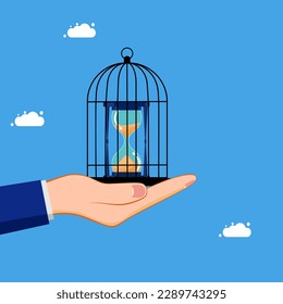 imprisonment or time control Lock your watch in the birdcage. concept of business