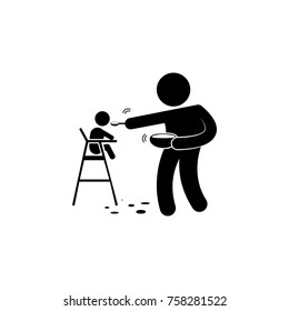 improper feeding of a child icon on white background
