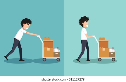 Improper versus proper lifting ,illustration,vector