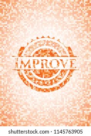 Improve abstract orange mosaic emblem with background