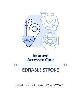 Improve access to care light blue concept icon. Building better health system abstract idea thin line illustration. Isolated outline drawing. Editable stroke. Arial, Myriad Pro-Bold fonts used