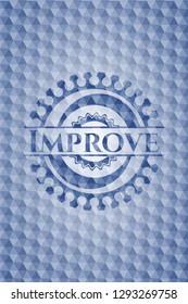 Improve blue emblem with geometric background.