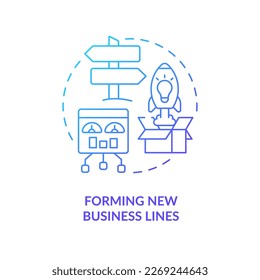 Improve business strategy blue gradient concept icon. Provide innovations. Boost digital transformation abstract idea thin line illustration. Isolated outline drawing. Myriad Pro-Bold font used