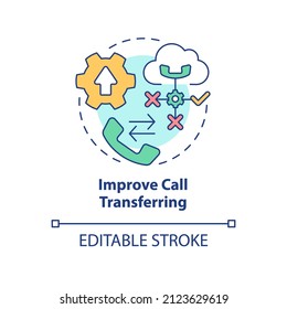 Improve call transferring concept icon. Easy communication. UCaaS usage benefits abstract idea thin line illustration. Isolated outline drawing. Editable stroke. Arial, Myriad Pro-Bold fonts used