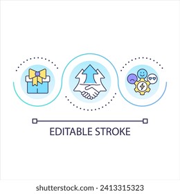 Improve customer loyalty loop concept icon. Encourage audience with bonuses. Promotion abstract idea thin line illustration. Isolated outline drawing. Editable stroke