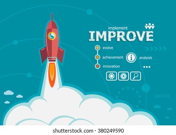 Improve design and concept background with rocket. Project Action plan concepts for web banner and printed materials.