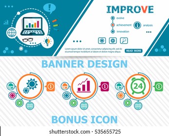 Verbessern Sie Design-Konzepte und abstrakter Deckenkopfhintergrund für das Webdesign. Layout-Vorlage für horizontale Werbebanner