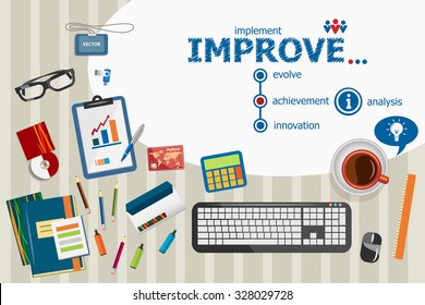 Improve design and flat design illustration concepts for business analysis, planning, consulting, team work, project management. Improve concepts for web banner and printed materials.
