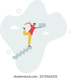 Improve from failure build up stair to success, challenge and ambition to never give up, learn to fail as path to achieve goal concept.flat characters.