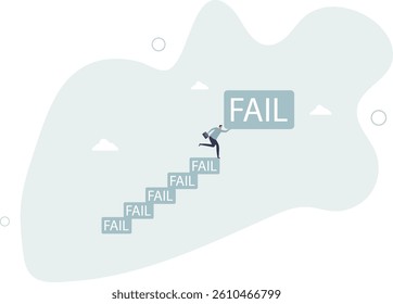 Improve from failure build up stair to success, challenge and ambition to never give up, learn to fail as path to achieve goal concept.flat character life .