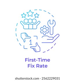 Improve first-time fix rate blue gradient concept icon. Benefit of FSM. Field service management. Round shape line illustration. Abstract idea. Graphic design. Easy to use in article