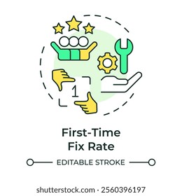 Improve first-time fix rate multi color concept icon. Benefit of FSM. Field service management. Round shape line illustration. Abstract idea. Graphic design. Easy to use in article