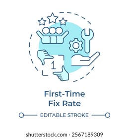 Improve first-time fix rate soft blue concept icon. Benefit of FSM. Field service management system. Round shape line illustration. Abstract idea. Graphic design. Easy to use in article