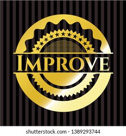 Improve gold shiny badge. Vector Illustration. Detailed.