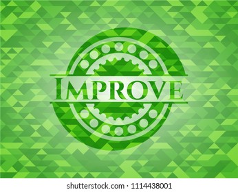 Improve green emblem. Mosaic background