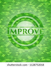 Improve green emblem. Mosaic background