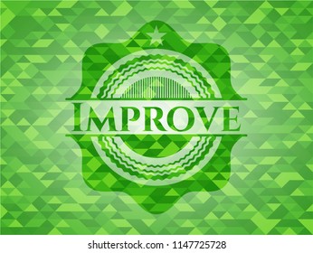 Improve green emblem. Mosaic background