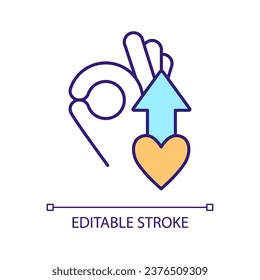 Improve heart health RGB color icon. Develop cardiovascular system. Increase positive feedback. Isolated vector illustration. Simple filled line drawing. Editable stroke. Arial font used