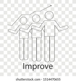 Improve icon concept on transparency background. Business training creative design. Line vector illustration use for you web page.