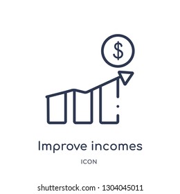 improve incomes icon from user interface outline collection. Thin line improve incomes icon isolated on white background.