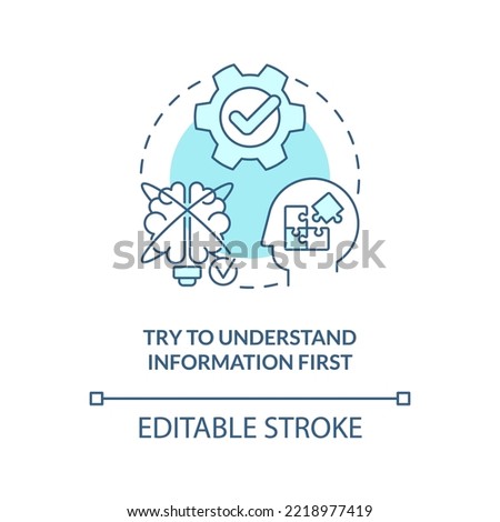 Improve information understanding concept turquoise icon. Memorization tip abstract idea thin line illustration. Isolated outline drawing. Editable stroke. Arial, Myriad Pro-Bold fonts used